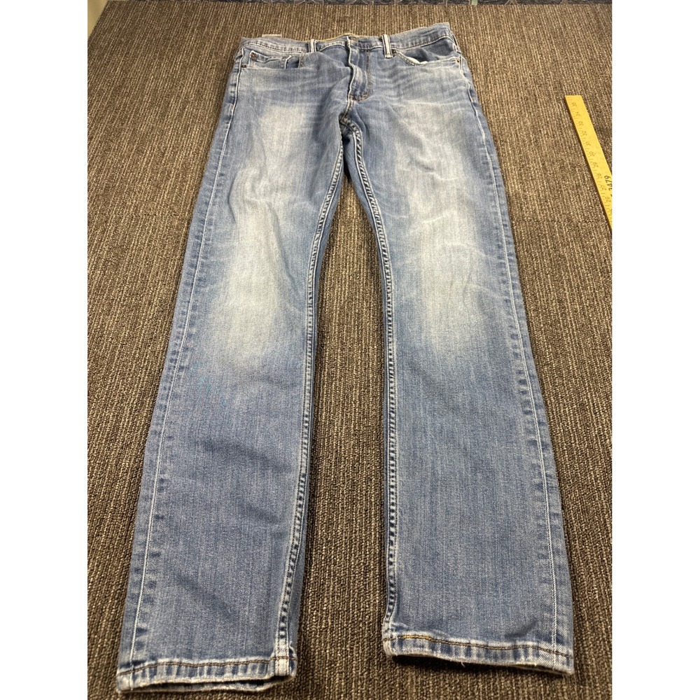 Levis 513 Slim Straight Jeans Mens 33x32 Light Wash Blue Denim Pants 05513-0599